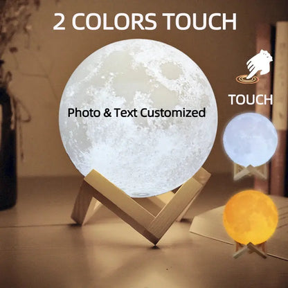 Lampe lunaire imprimée en 3D, texte Photo personnalisé, veilleuse personnalisée