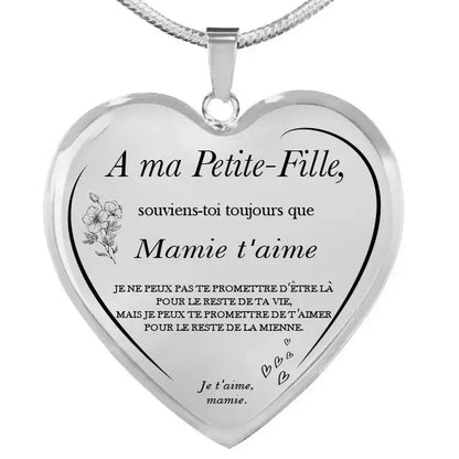 Le Collier Coeur "A ma Petite-Fille Ma boutique