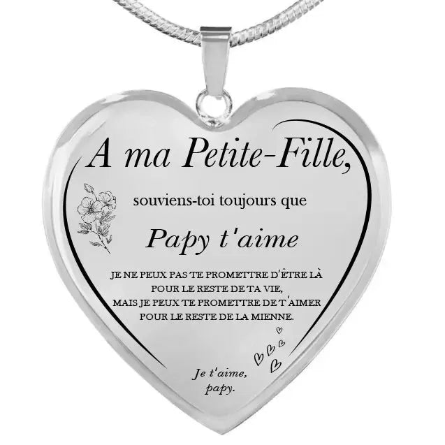 Le Collier Coeur "A ma Petite-Fille Ma boutique