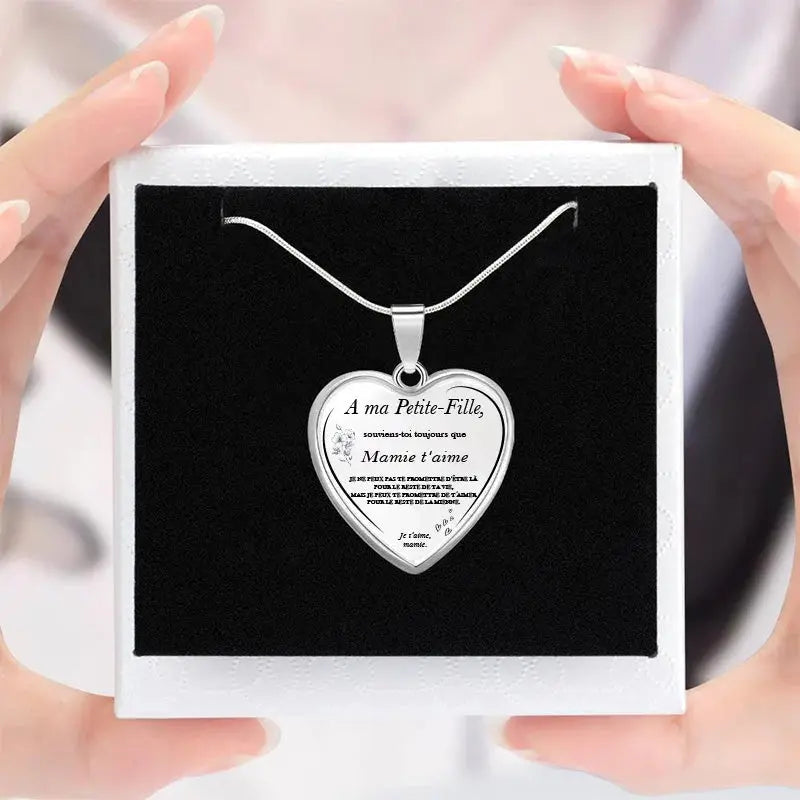 Le Collier Coeur "A ma Petite-Fille Ma boutique