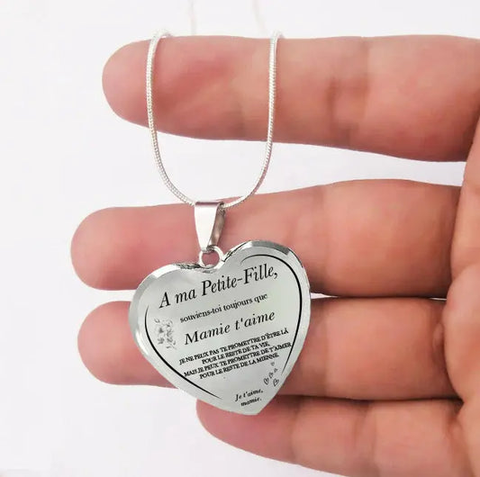 Le Collier Coeur "A ma Petite-Fille Ma boutique