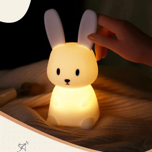 Mignon LED veilleuse Silicone lapin capteur tactile lampe 