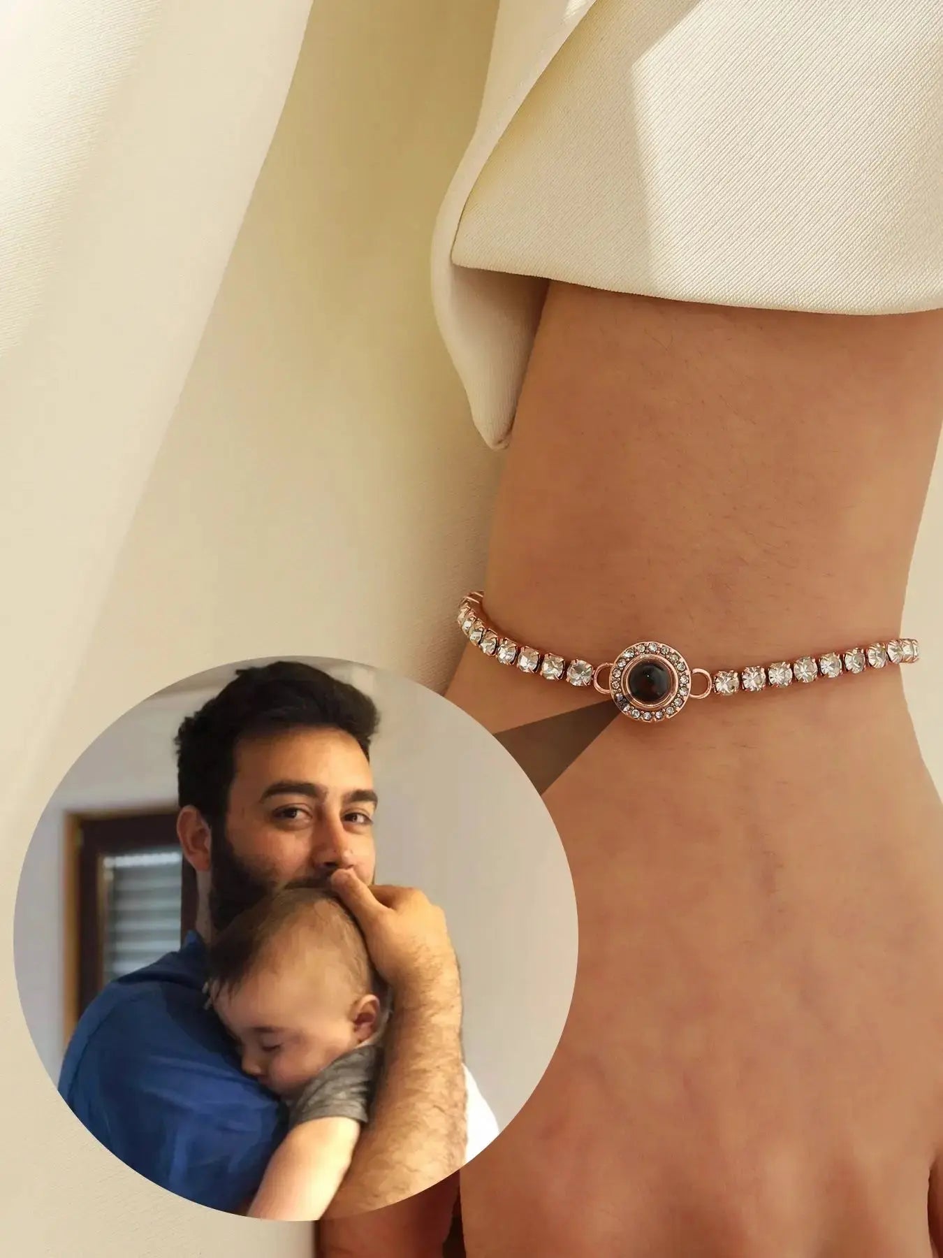 Bracelet Photo de Projection personnalisé, pendentif avec nom personnalisé, Photo de Couple, cadeau d'anniversaire pour petit ami et mari Ma boutique