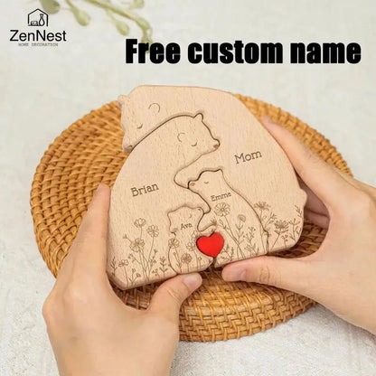 Puzzles artistiques en bois, puzzle de nom personnalisé de la famille du petit ours, cadeaux de Noël de Thanksgiving, décorations de table pour la maison Ma boutique