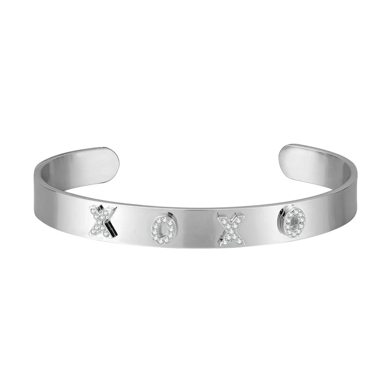 Bracelet manchette "XOXO" en petit diamant, bijoux personnalisés à la mode et élégants pour femmes, bijoux personnalisés en acier inoxydable Ma boutique