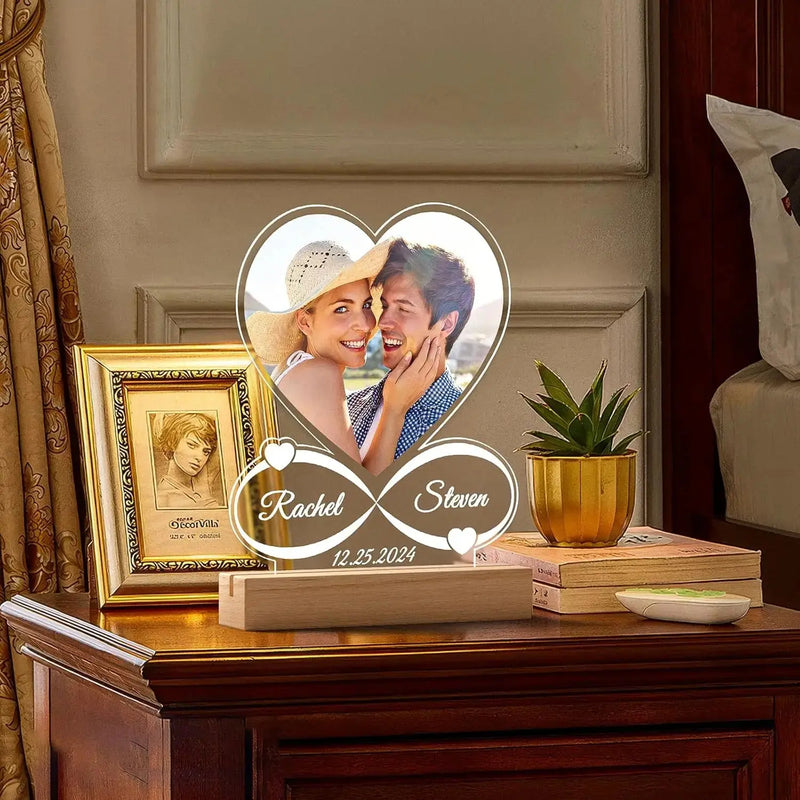 Lampe Personnalisée avec Photo et Texte de Léon, Veilleuse pour Femmes et Hommes, Cadeaux d'Anniversaire et de Mariage pour Couples Ma boutique
