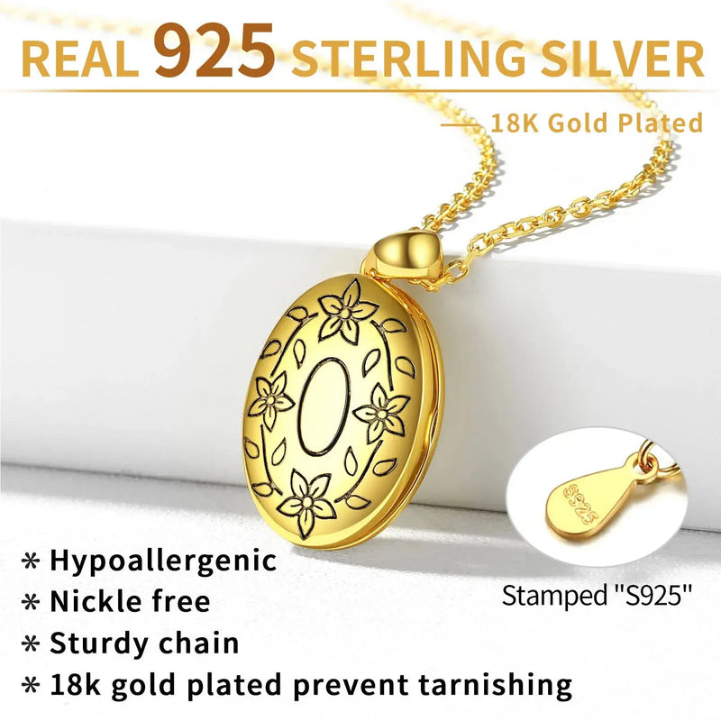 U7 925 argent Sterling personnalisé Photo ovale médaillon collier pour les femmes personnalisé graver fleur votre photo bijoux cadeau pour elle Ma boutique