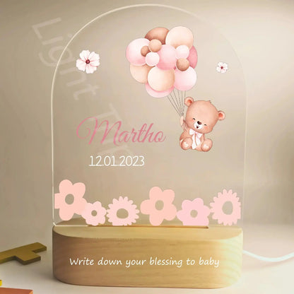 Veilleuse personnalisée bébé, nom personnalisé, Animal, ours, lapin, avec lampe USB, pour chambre à coucher, cadeau d'anniversaire et de noël Cadeaux Personnalisés – Idées Cadeaux Originales & Souvenirs Animaux Décédés