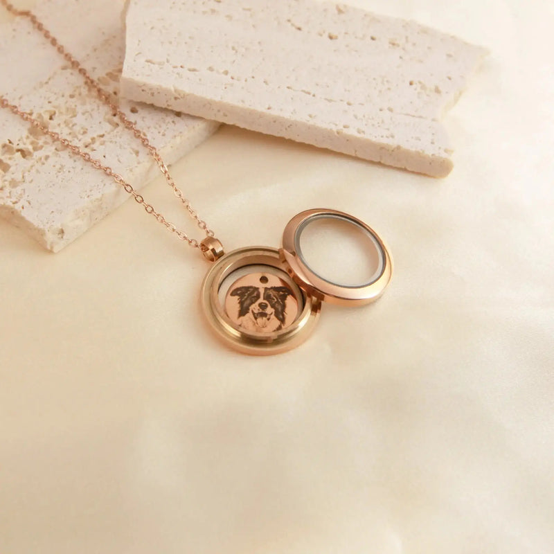 Collier de fourrure personnalisé pour animaux de compagnie, médaillon commémoratif avec photo, souvenir de perte de poils de chien, cadeau pour animaux de compagnie Ma boutique