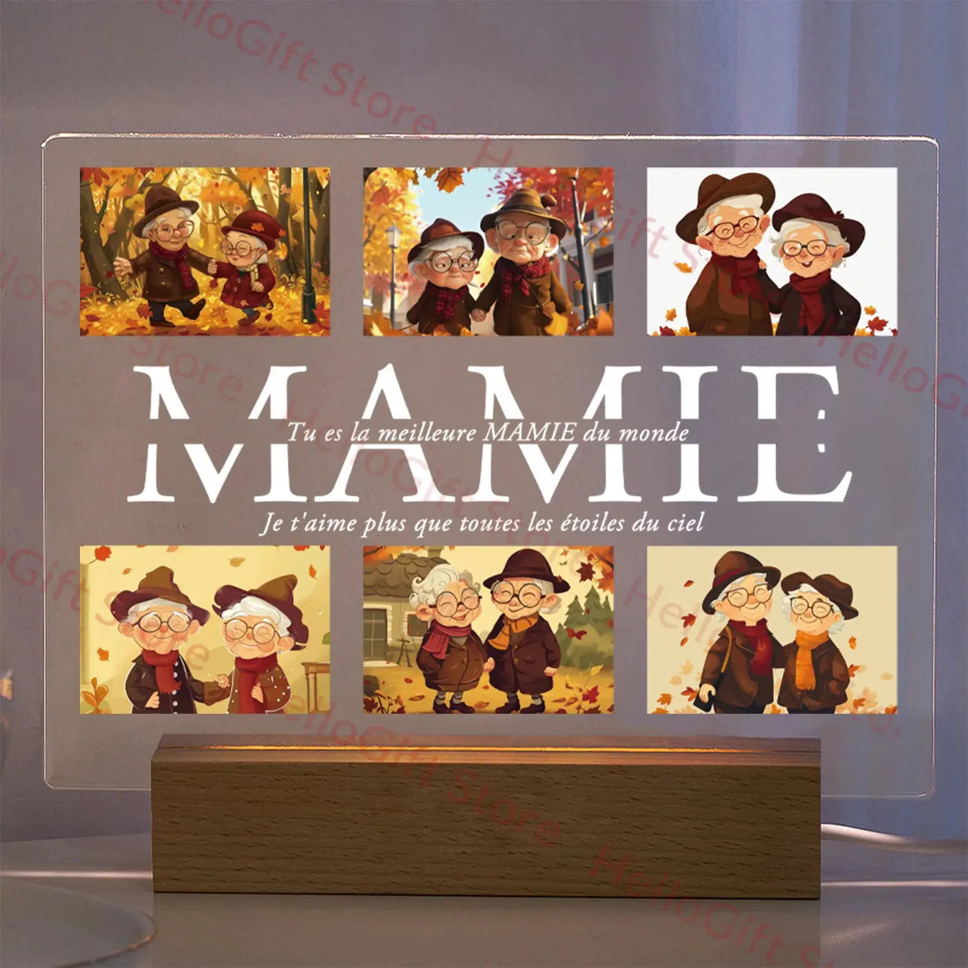 Lampe acrylique 3D personnalisée avec photo et texte, veilleuse personnalisée pour chambre à coucher, maman, papa, amour, famille, anniversaire, cadeau de Noël Ma boutique