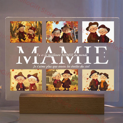 Lampe acrylique 3D personnalisée avec photo et texte, veilleuse personnalisée pour chambre à coucher, maman, papa, amour, famille, anniversaire, cadeau de Noël Ma boutique