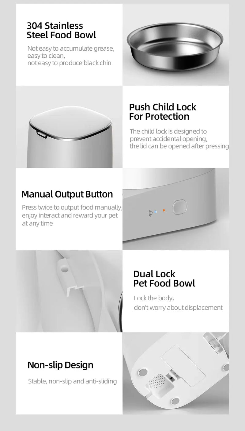 ROJECO-Mangeoire automatique intelligente pour animaux de compagnie, distributeur de nourriture pour chat, distributeur de croquettes, télécommande, bouton WiFi, accessoires pour chats et chiens Ma boutique
