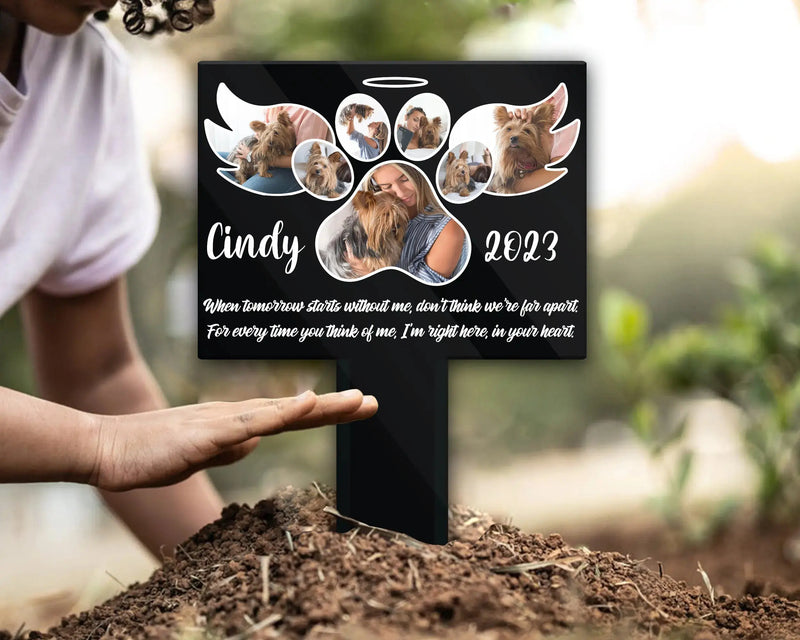 Piquet de jardin commémoratif personnalisé pour chien et chat, marqueur de perte de tombe pour animaux de compagnie, empreintes de pattes, plaque de jardin extérieure, cadeau pour animaux de compagnie Ma boutique