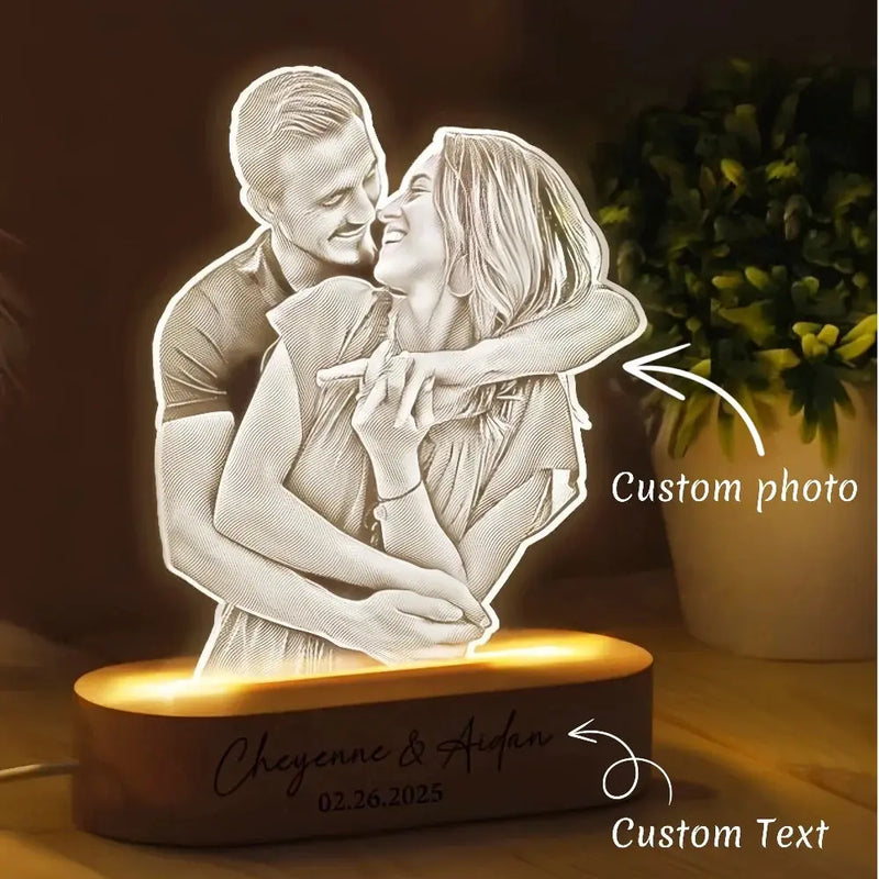 Anniversaire femmes hommes Couples cadeaux lampe Photo personnalisée cadre d'amour Plaque acrylique personnalisée saint valentin 3D veilleuse cadeau Ma boutique