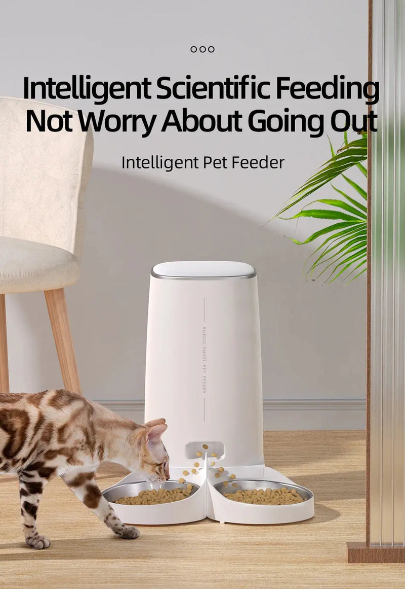 ROJECO-Mangeoire automatique intelligente pour animaux de compagnie, distributeur de nourriture pour chat, distributeur de croquettes, télécommande, bouton WiFi, accessoires pour chats et chiens Ma boutique