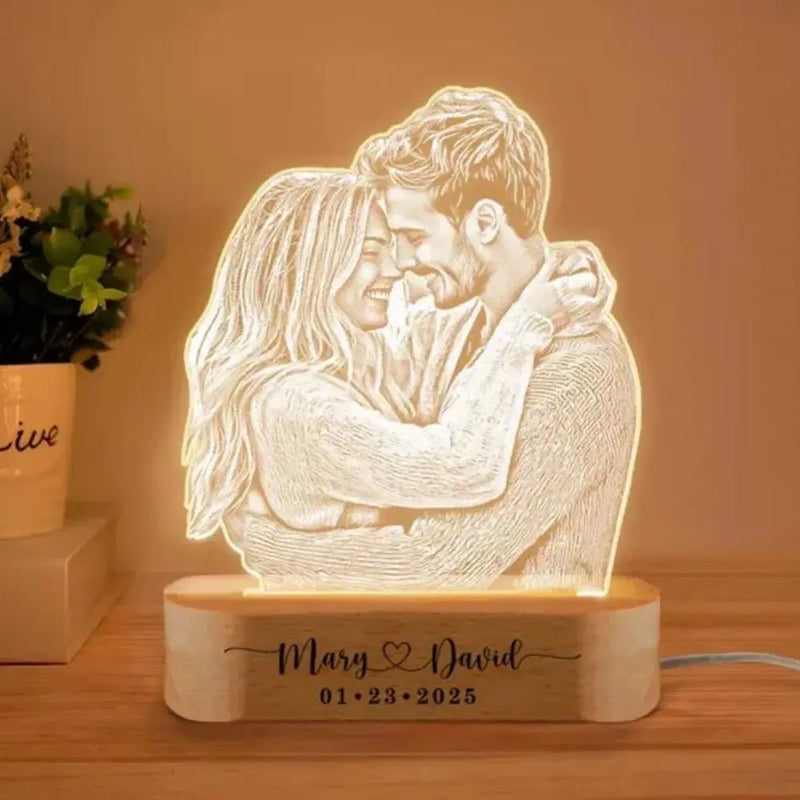 Anniversaire femmes hommes Couples cadeaux lampe Photo personnalisée cadre d'amour Plaque acrylique personnalisée saint valentin 3D veilleuse cadeau Ma boutique