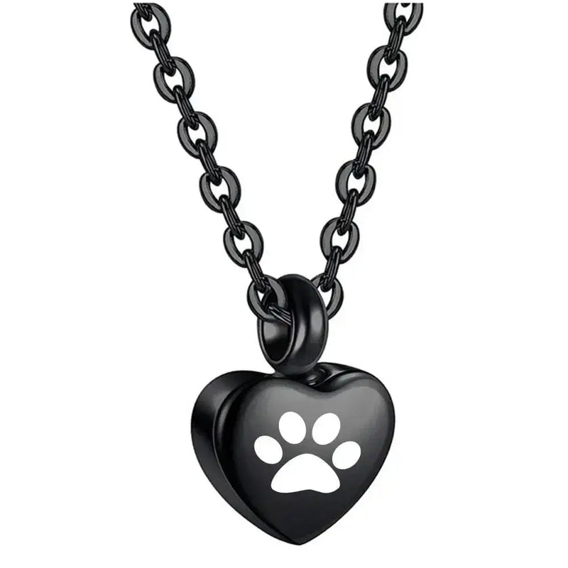 Collier en acier inoxydable, petit cœur avec patte d'animaux de compagnie, breloques pour cendres commémoratives, bijoux pendentif souvenir Ma boutique