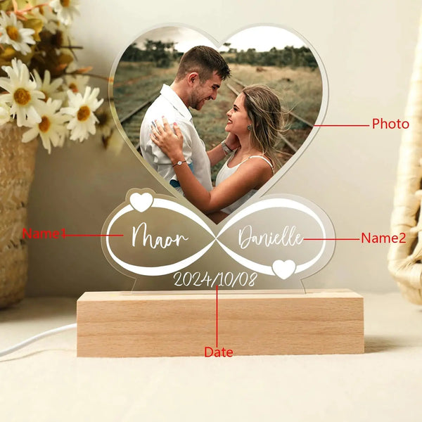 Anniversaire Femmes Hommes Couples Cadeaux Photo personnalisée Cadre d'amour Plaque acrylique personnalisée Cadeaux de Saint-Valentin pour lui et elle Ma boutique