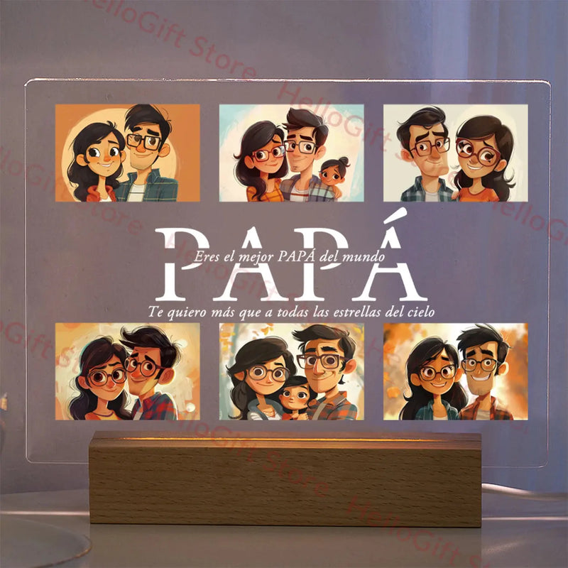 Lampe acrylique 3D personnalisée avec photo et texte, veilleuse personnalisée pour chambre à coucher, maman, papa, amour, famille, anniversaire, cadeau de Noël Ma boutique