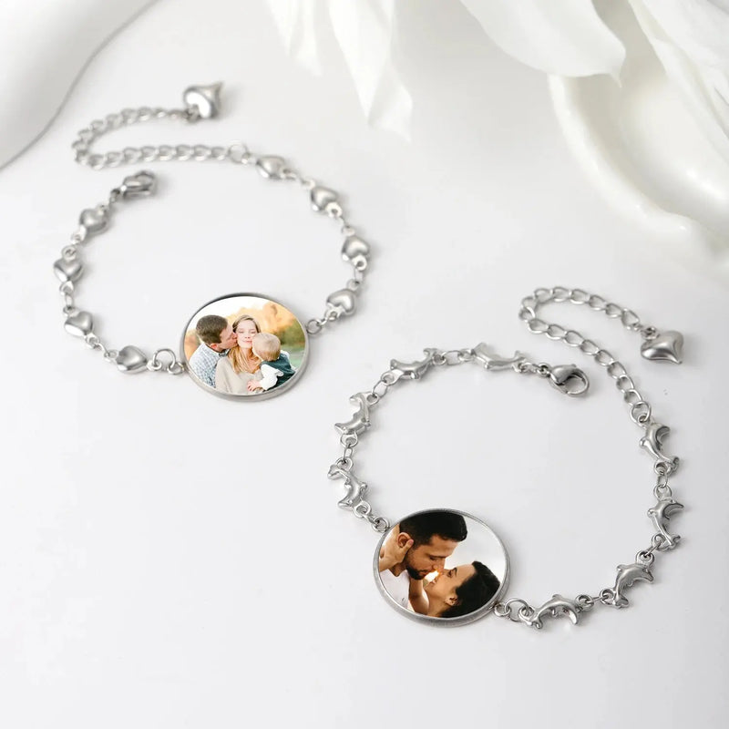 Bracelet Photo de dauphin personnalisable, Bracelet à breloques de dauphin personnalisé, Bracelet Photo personnalisé, Bracelet de souvenirs spéciaux Ma boutique