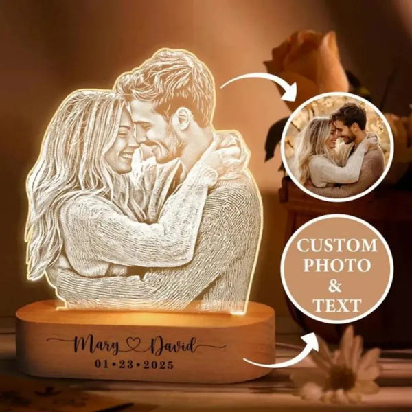Anniversaire femmes hommes Couples cadeaux lampe Photo personnalisée cadre d'amour Plaque acrylique personnalisée saint valentin 3D veilleuse cadeau Ma boutique