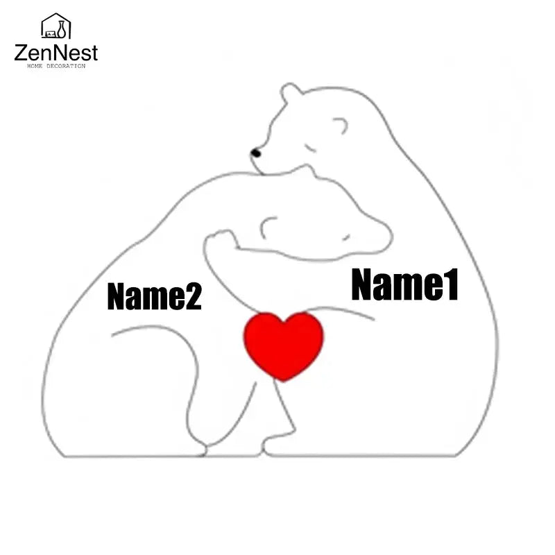 Puzzles artistiques en bois, puzzle de nom personnalisé de la famille du petit ours, cadeaux de Noël de Thanksgiving, décorations de table pour la maison Ma boutique