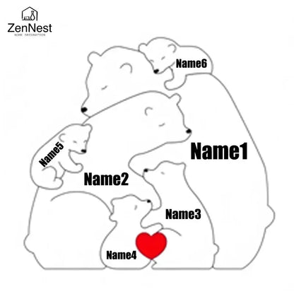 Puzzles artistiques en bois, puzzle de nom personnalisé de la famille du petit ours, cadeaux de Noël de Thanksgiving, décorations de table pour la maison Ma boutique