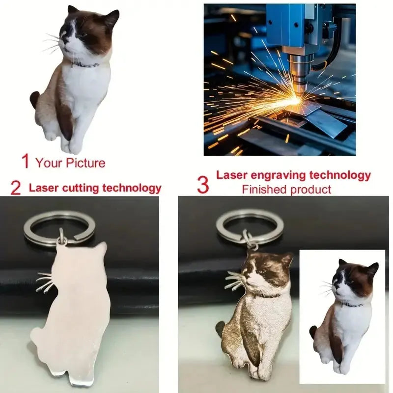 Porte-clés personnalisé avec Portrait d'animal de compagnie, Photos gravées de chat et de chien, Design d'animal mignon, cadeau parfait personnalisé pour les amoureux des animaux de compagnie Ma boutique