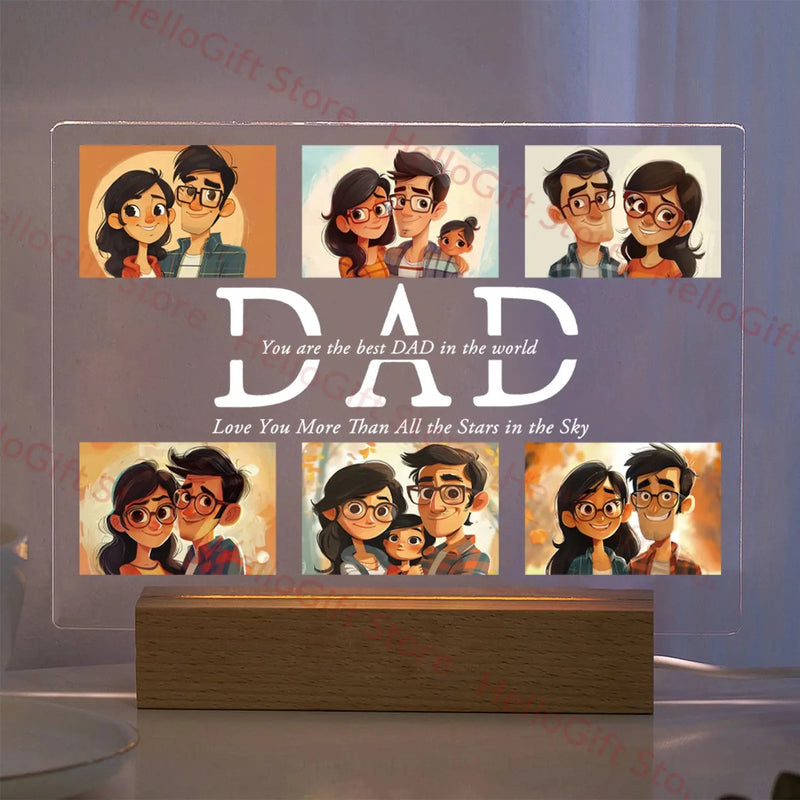 Lampe acrylique 3D personnalisée avec photo et texte, veilleuse personnalisée pour chambre à coucher, maman, papa, amour, famille, anniversaire, cadeau de Noël Ma boutique