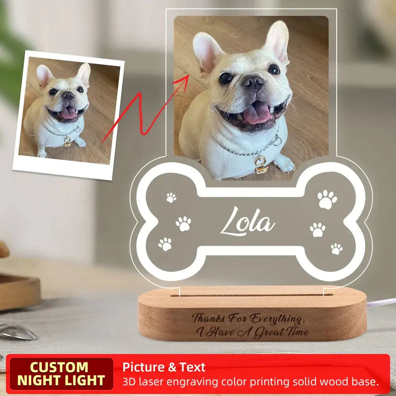 Veilleuse personnalisée avec Photo de chien, cadeau commémoratif pour animaux de compagnie, Plaque commémorative pour animaux de compagnie, cadeau Photo de chat, cadeau personnalisé pour la perte d'animaux de compagnie Ma boutique