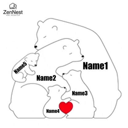 Puzzles artistiques en bois, puzzle de nom personnalisé de la famille du petit ours, cadeaux de Noël de Thanksgiving, décorations de table pour la maison Ma boutique