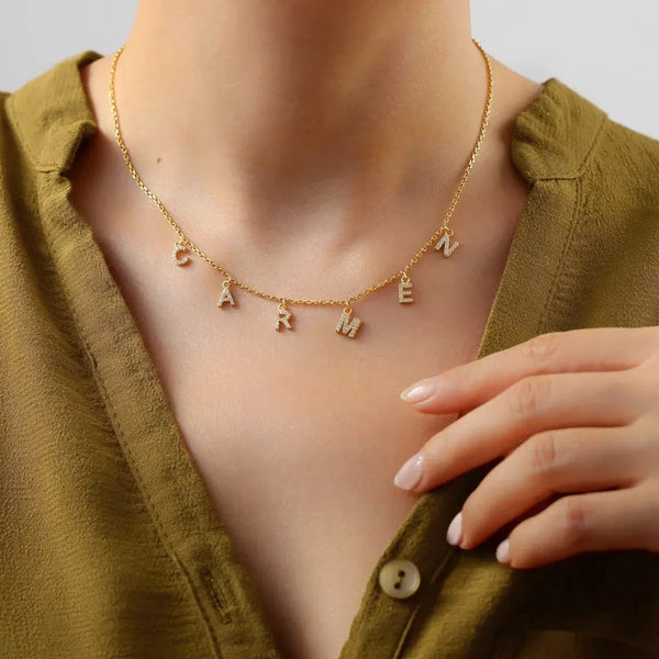 Collier personnalisé en acier inoxydable pour femme, pendentif lettre Alpahbet, nom initial, déclaration de collier, cadeau de breloques Ma boutique