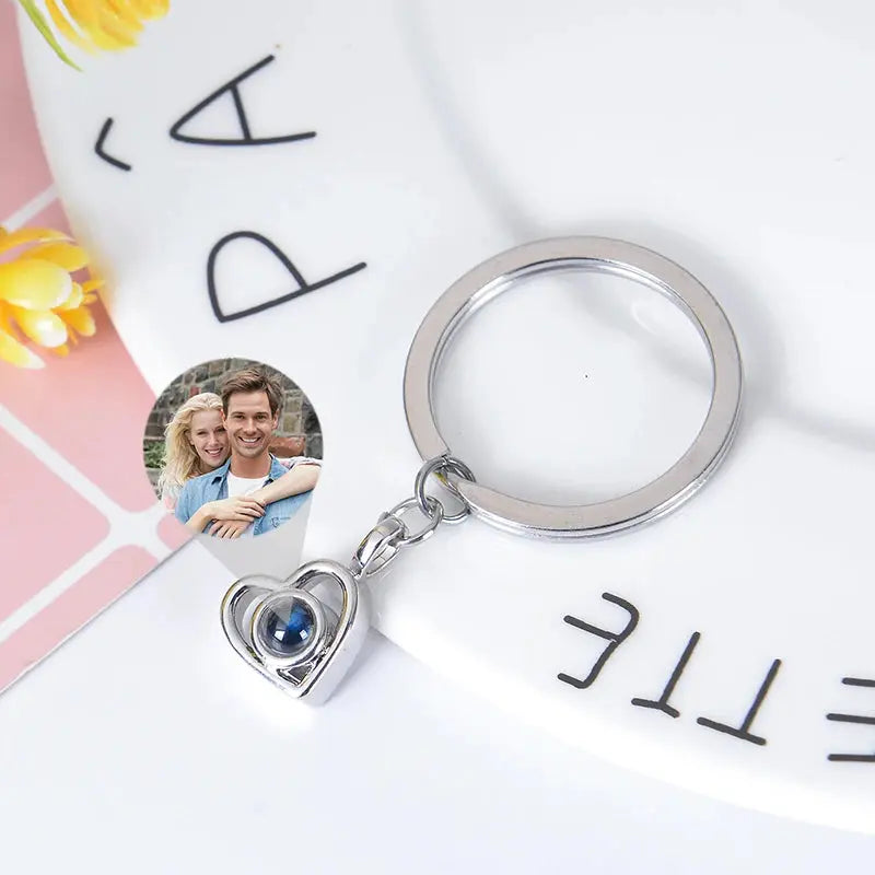Porte-clés de Projection de Photo personnalisé, porte-clés de Projection de Photo en forme de cœur personnalisé pour femmes, cadeaux commémoratifs d'anniversaire Ma boutique