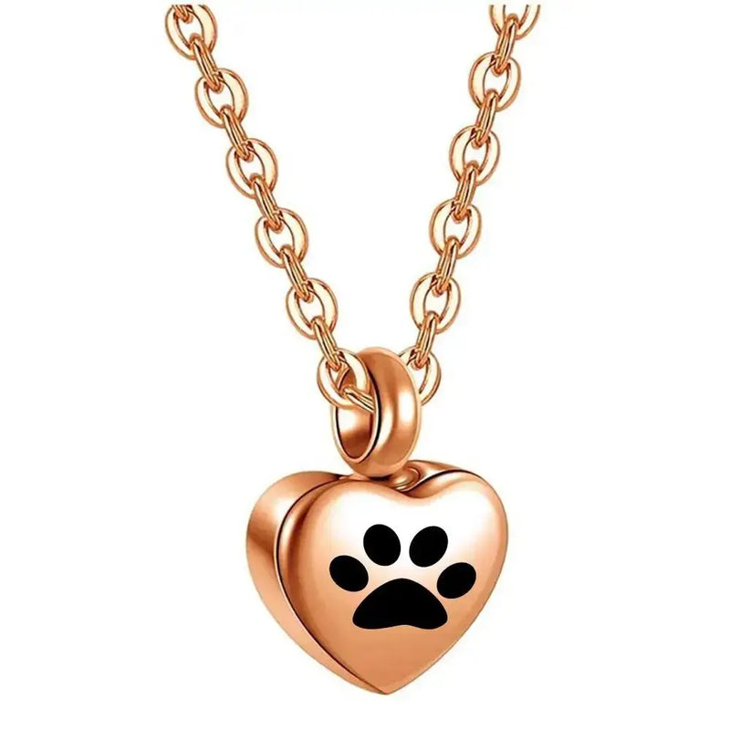 Collier en acier inoxydable, petit cœur avec patte d'animaux de compagnie, breloques pour cendres commémoratives, bijoux pendentif souvenir Ma boutique