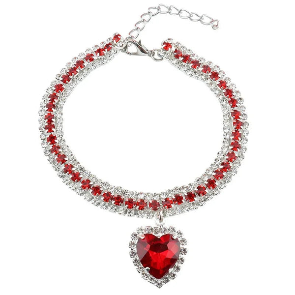 Collier de luxe pour chat, mignon, réglable, pendentif en forme de cœur, strass, chaton, chiot, accessoire de toilettage pour animaux de compagnie Ma boutique