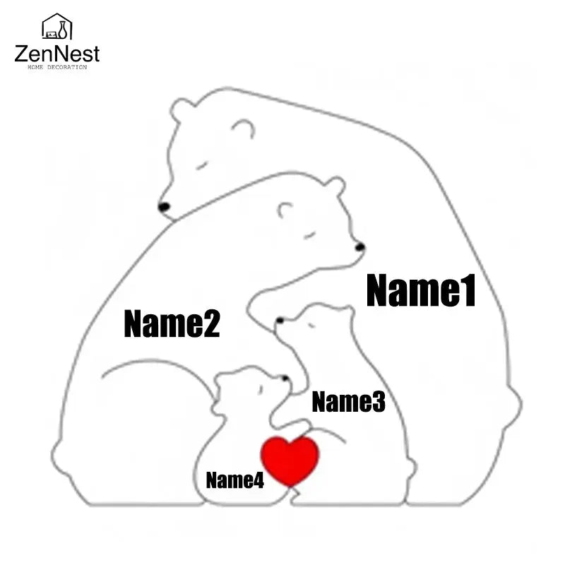 Puzzles artistiques en bois, puzzle de nom personnalisé de la famille du petit ours, cadeaux de Noël de Thanksgiving, décorations de table pour la maison Ma boutique