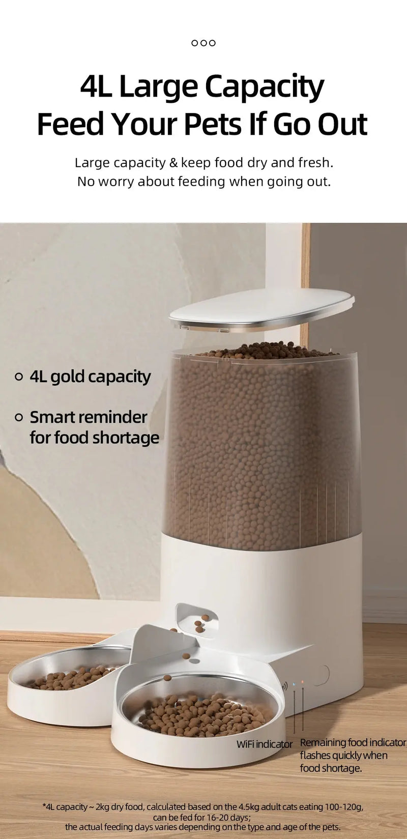 ROJECO-Mangeoire automatique intelligente pour animaux de compagnie, distributeur de nourriture pour chat, distributeur de croquettes, télécommande, bouton WiFi, accessoires pour chats et chiens Ma boutique