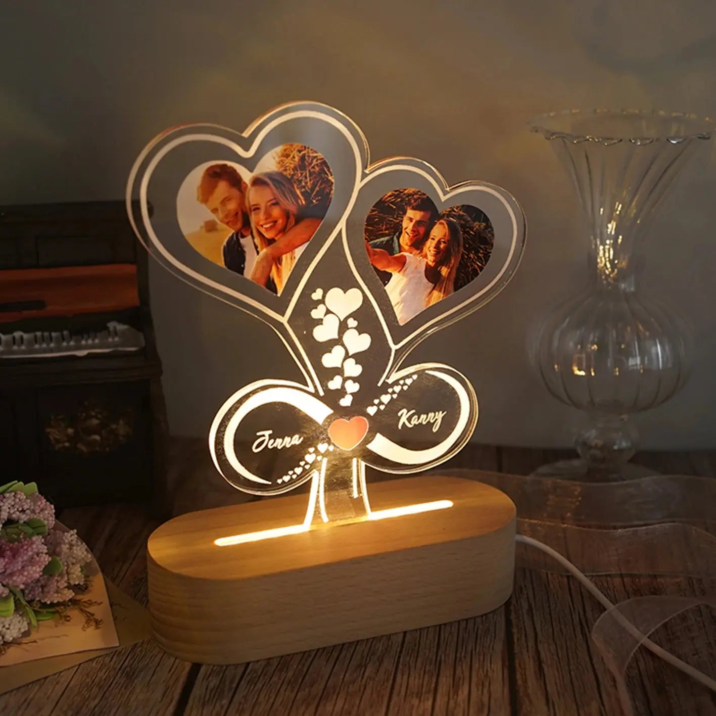 lampe 3d photo personnalisee gravure led