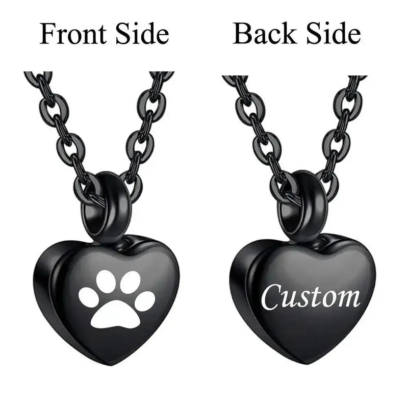 Collier en acier inoxydable, petit cœur avec patte d'animaux de compagnie, breloques pour cendres commémoratives, bijoux pendentif souvenir Ma boutique