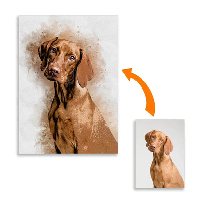 Portrait personnalisé - Toile personnalisée pour chien et chat de photo - Art aquarelle pont arc-en-ciel Ma boutique