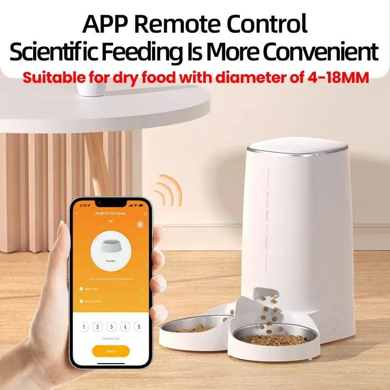 ROJECO-Mangeoire automatique intelligente pour animaux de compagnie, distributeur de nourriture pour chat, distributeur de croquettes, télécommande, bouton WiFi, accessoires pour chats et chiens Ma boutique