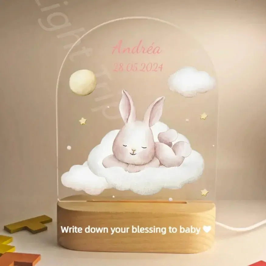 Veilleuse personnalisée bébé, nom personnalisé, Animal, ours, lapin, avec lampe USB, pour chambre à coucher, cadeau d'anniversaire et de noël Cadeaux Personnalisés – Idées Cadeaux Originales & Souvenirs Animaux Décédés