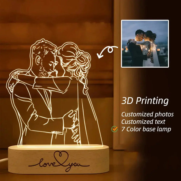 Lampe photo 3D personnalisée saint valentin avec base de gravure, personnalisé cadeau femmes , cadeau personnalisés，lampe personnalisée，cadeaux personnalisés, lampe photo personnalisé anniversaire des travailleurs Ma boutique