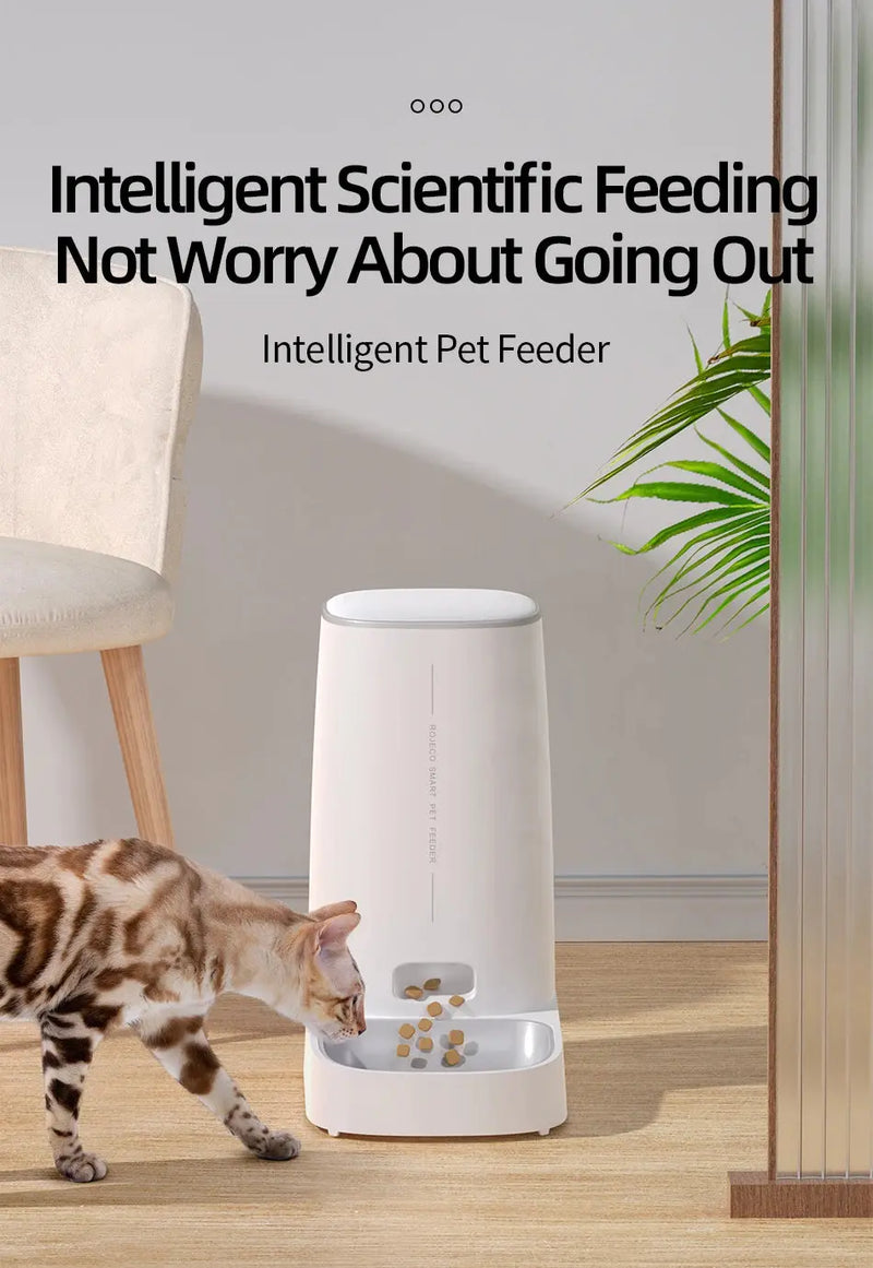 ROJECO-Mangeoire automatique intelligente pour animaux de compagnie, distributeur de nourriture pour chat, distributeur de croquettes, télécommande, bouton WiFi, accessoires pour chats et chiens Ma boutique