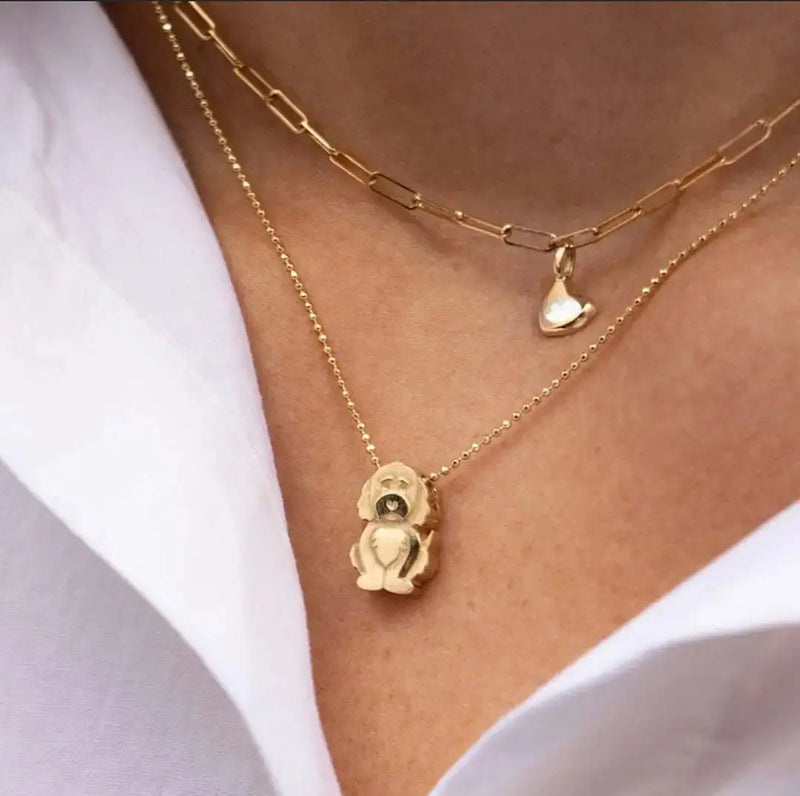 Collier en acier inoxydable pour chiot, pendentif en diamant pour chien, corrida, corgi, caniche, chaîne de clavicule à retention de couleur plaquée or Ma boutique