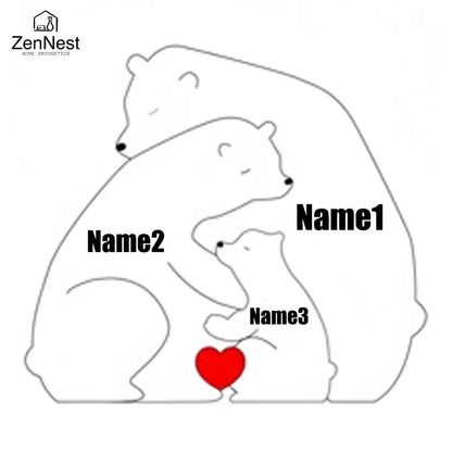 Puzzles artistiques en bois, puzzle de nom personnalisé de la famille du petit ours, cadeaux de Noël de Thanksgiving, décorations de table pour la maison Ma boutique