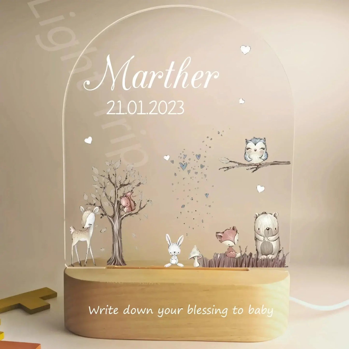 Veilleuse personnalisée bébé, nom personnalisé, Animal, ours, lapin, avec lampe USB, pour chambre à coucher, cadeau d'anniversaire et de noël Cadeaux Personnalisés – Idées Cadeaux Originales & Souvenirs Animaux Décédés