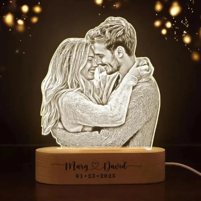 Anniversaire femmes hommes Couples cadeaux lampe Photo personnalisée cadre d'amour Plaque acrylique personnalisée saint valentin 3D veilleuse cadeau Ma boutique