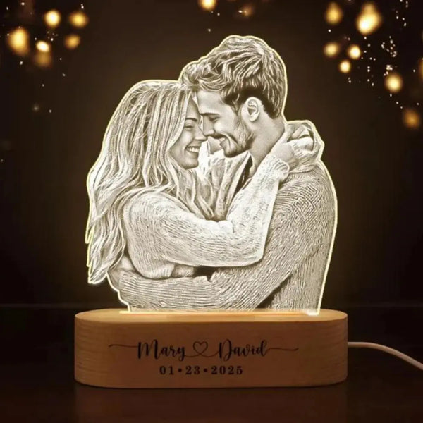 Anniversaire femmes hommes Couples cadeaux lampe Photo personnalisée cadre d'amour Plaque acrylique personnalisée saint valentin 3D veilleuse cadeau Ma boutique