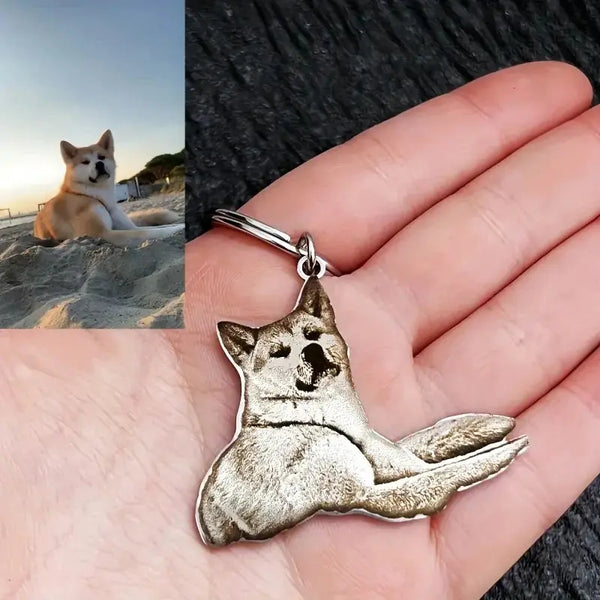 Porte-clés personnalisé avec Portrait d'animal de compagnie, Photos gravées de chat et de chien, Design d'animal mignon, cadeau parfait personnalisé pour les amoureux des animaux de compagnie Ma boutique
